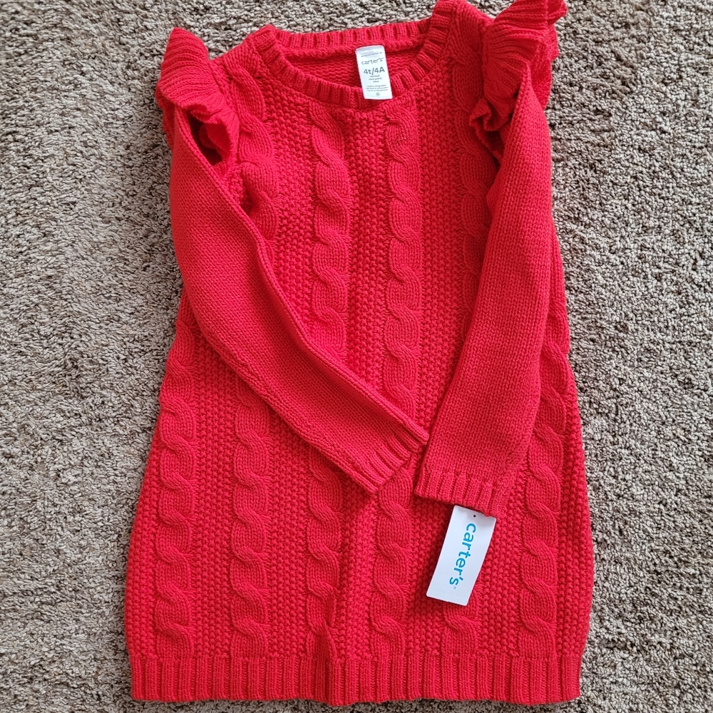 Carters Toddler Girl 4T Red Sweater Dress